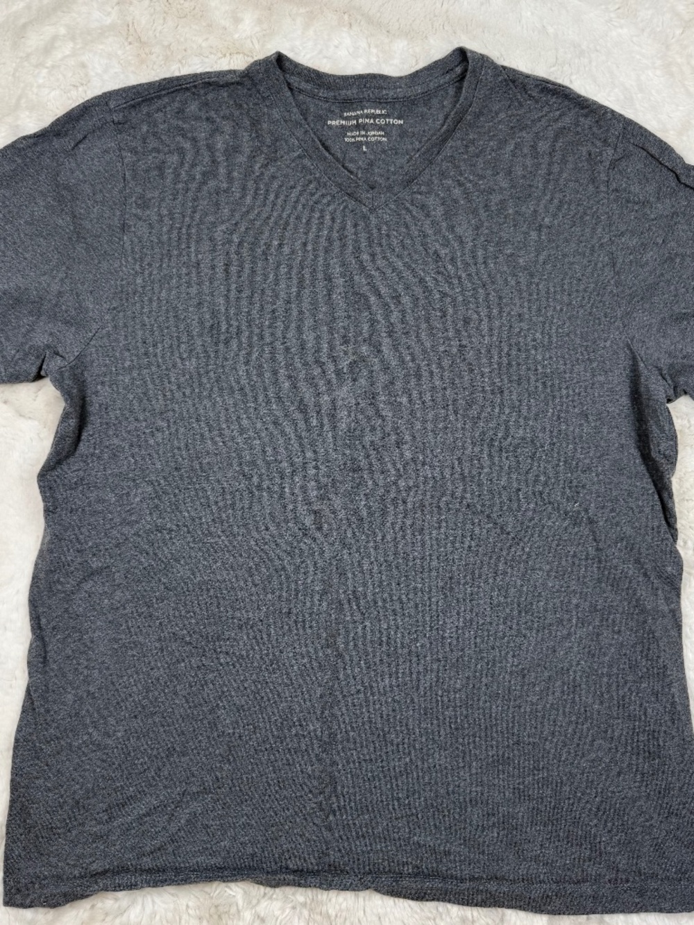 Banana Republic Premium Pima Cotton V-Neck Short Sleeve T-Shirt Grey Men's Large